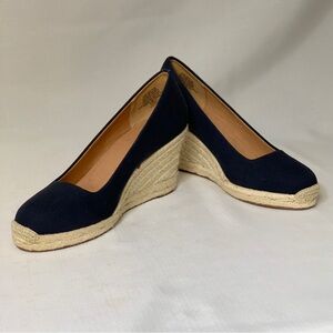 J. Crew Espadrille Shoes Women's 7 Seville Canvas Wedges Platform Summer Preppy